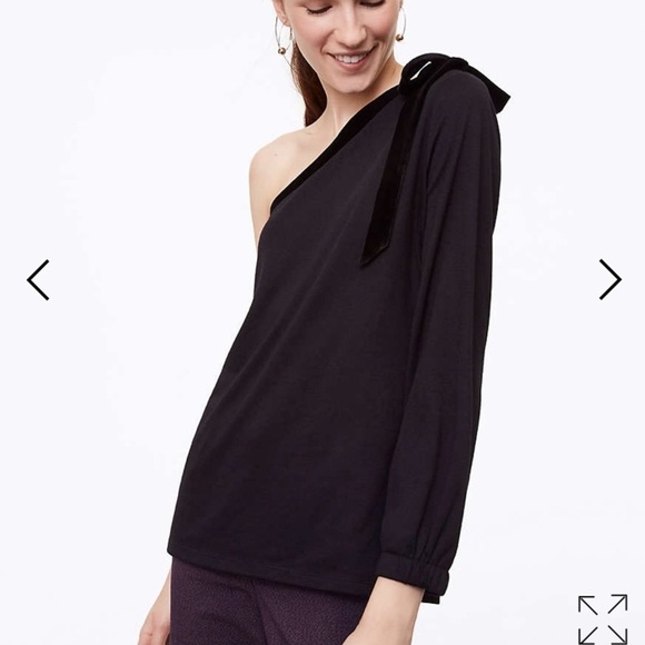LOFT Tops - NWT LOFT Black Velvet Tie One Shoulder Top